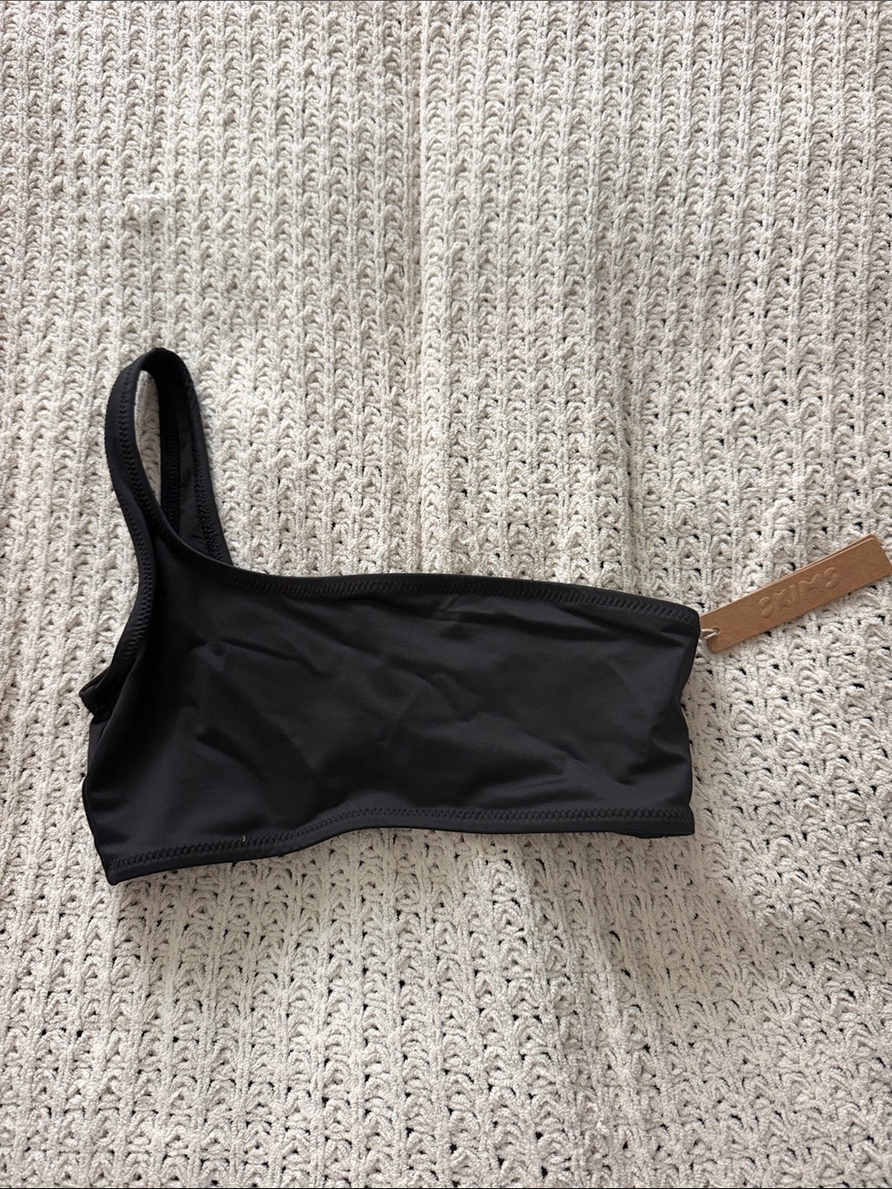 Recycled swim, one shoulder top